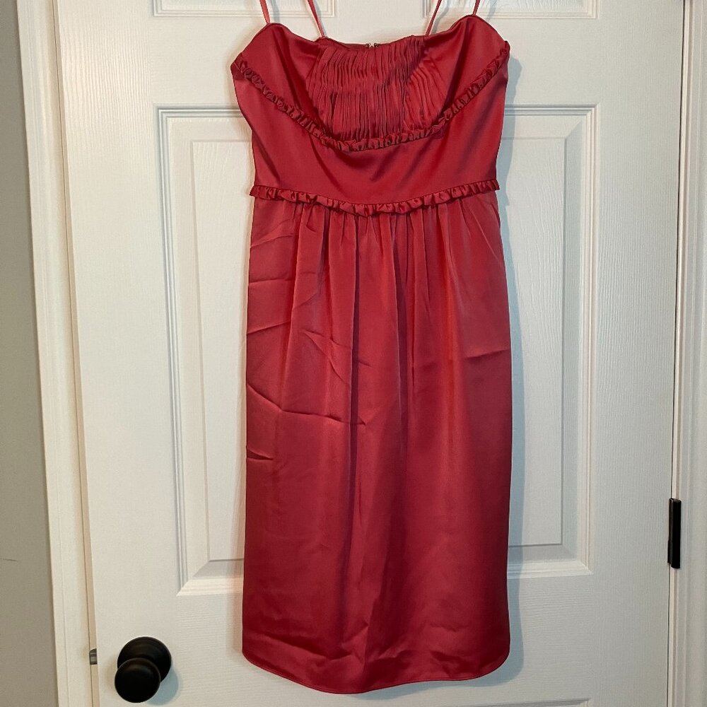 BCBGMaxAzria: Strapless coral ruffle dress (size 4)